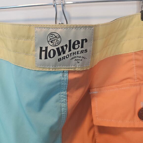 Howler Brother Retro Aqua Blue Buchannon Boardshorts Mens Swim 8" Inseam Size 34 - Picture 11 of 15